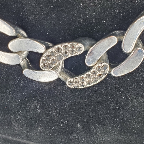 Express Gunmetal Silvertone Cuban Chain Link Necklace - Picture 2 of 4